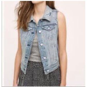 Pilcro And The Letterpress Women's Mid. Wash Denim Trucker Vest L